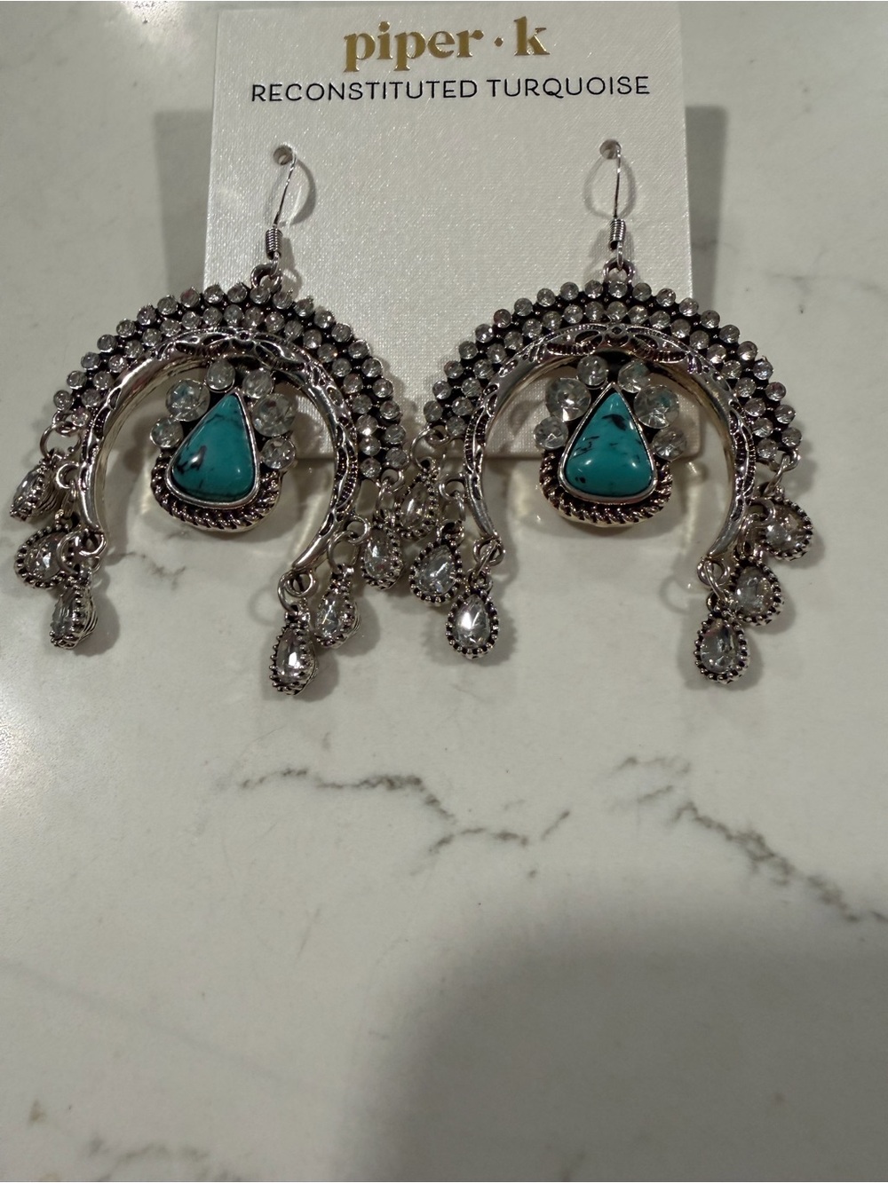 Piper Turquoise and Silver Dangle Earrings